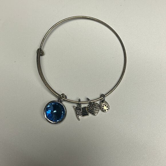 Alex and Ani Silver-Tone Bangle Bracelet Turquoise December Birthstone - Picture 1 of 4